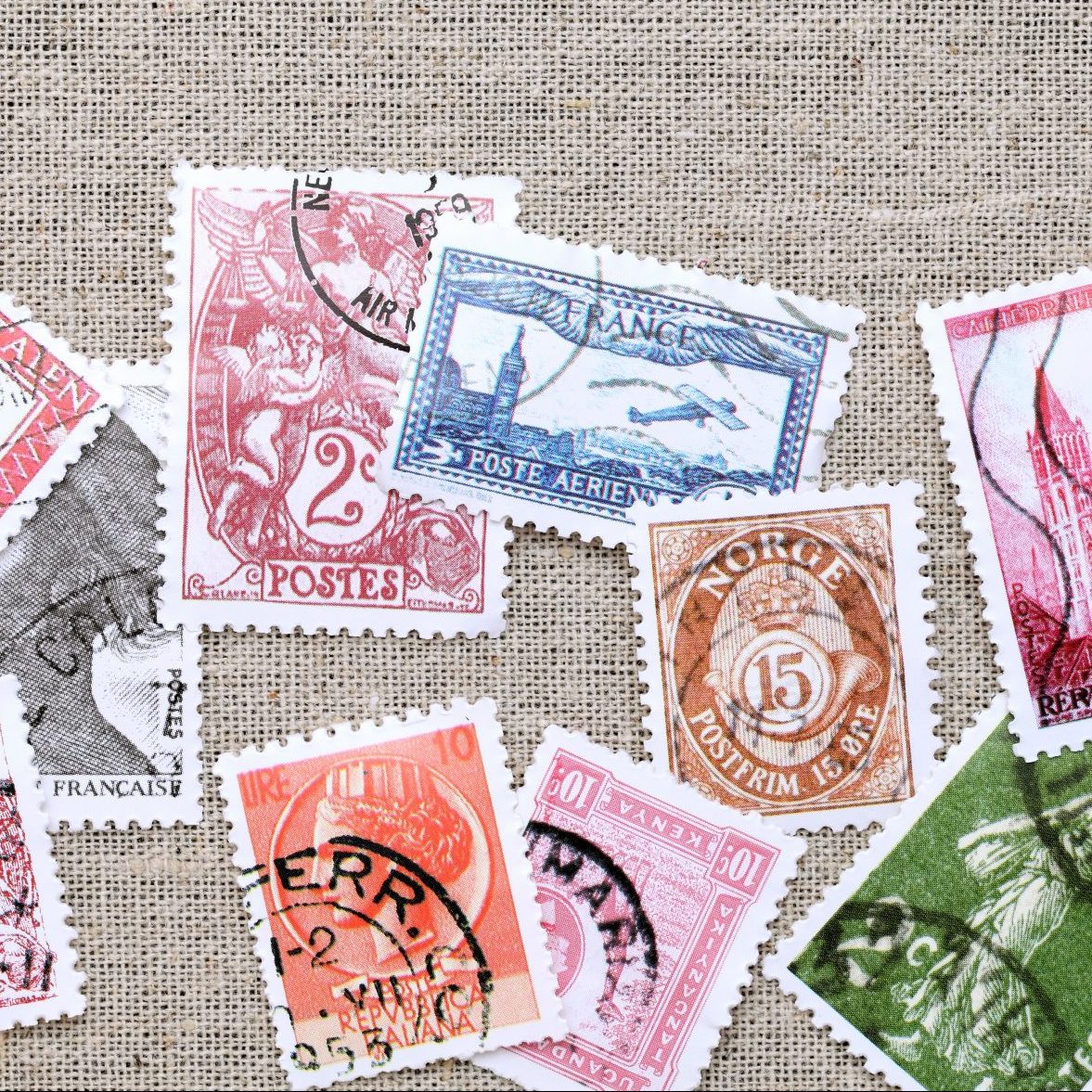 Various stamps laid out