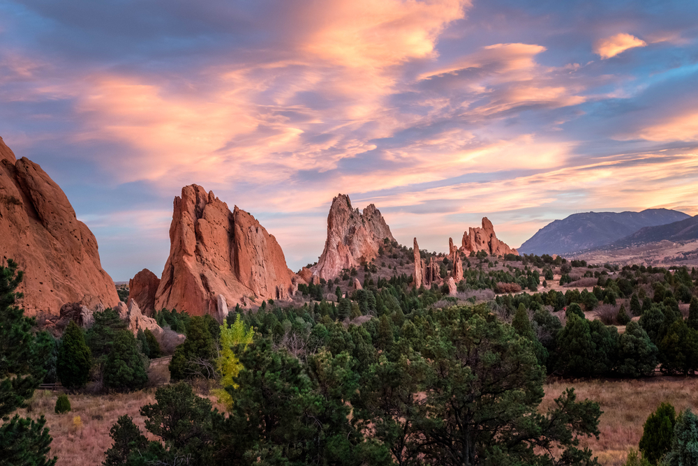 Garden of the Gods during a sunset