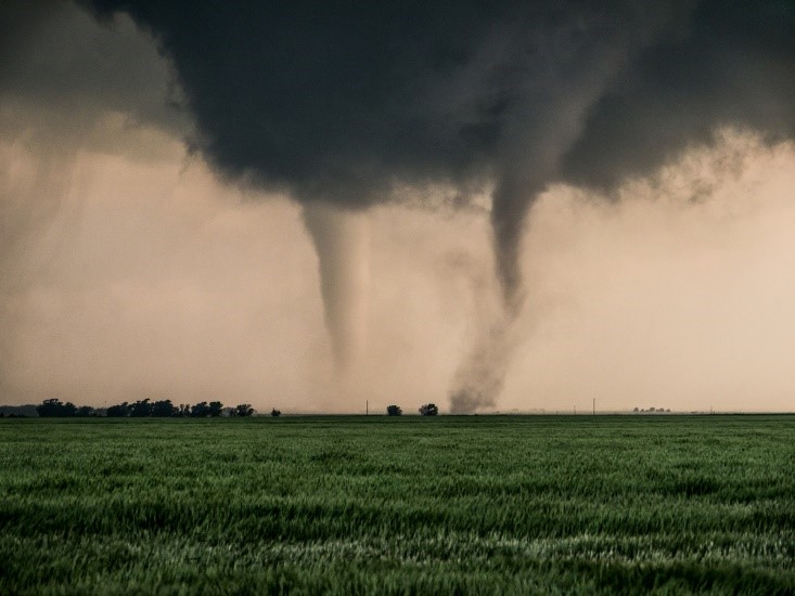 two tornados in a field