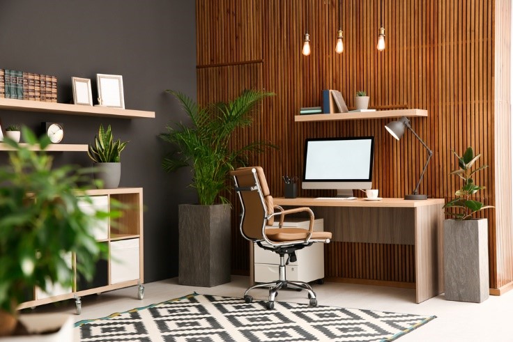 home office with chair and desk