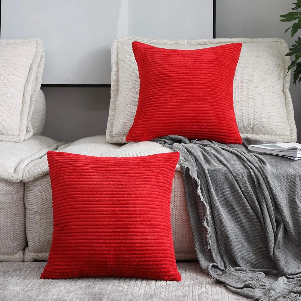 Red pillows on a couch