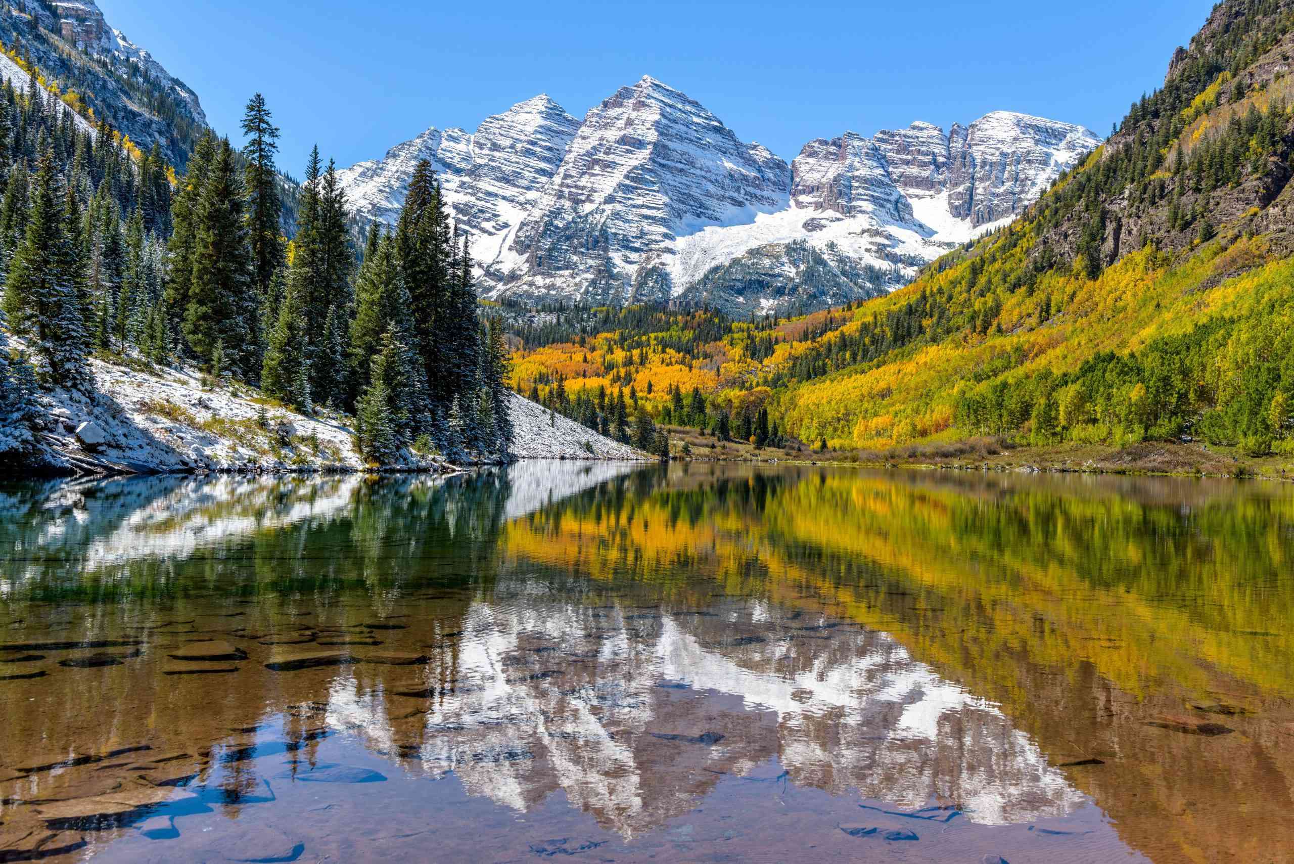 Maroon Bells in Colorado during the fall