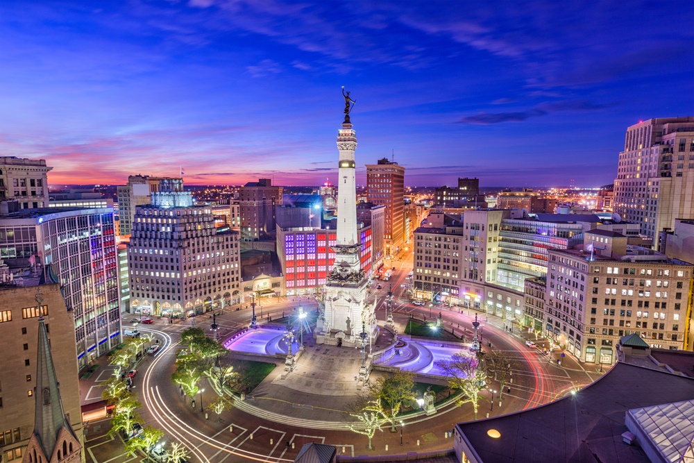 Downtown Indianapolis at night